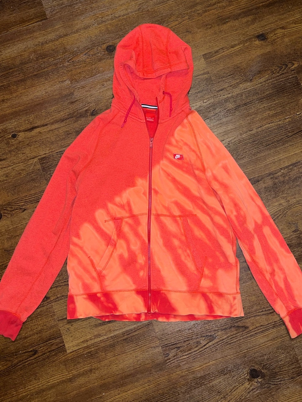 Nike Sportswear Red Tie Dye Hoodie Zip Up Jacket Active Terry Cloth Y2K Size XL